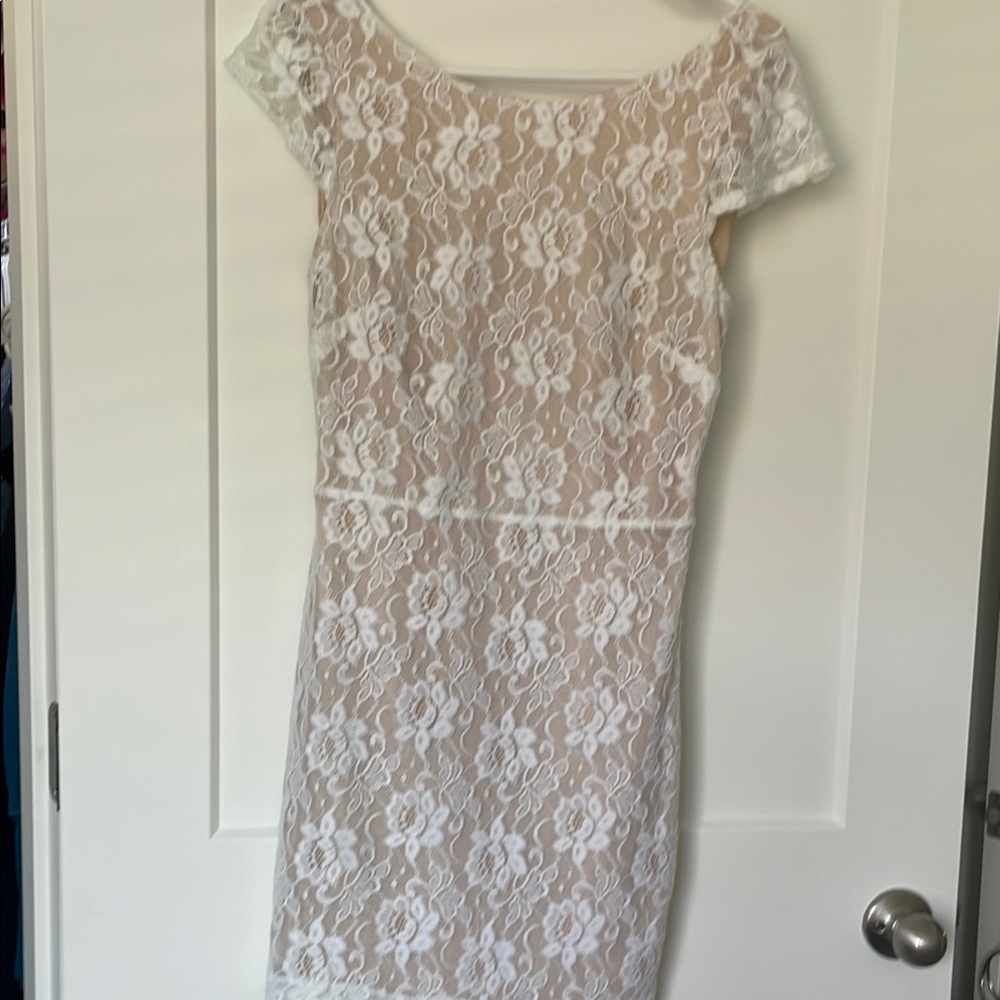 Bebe White Lace Overlay Dress